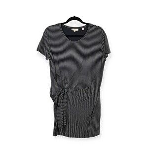 Vince Womens Blue Striped Size Medium Side Tie Jersey Short Sleeve T Shirt Dress